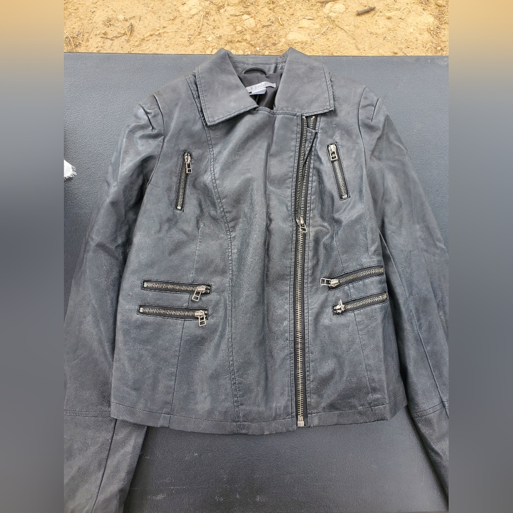 K Jordan black leather jacket women